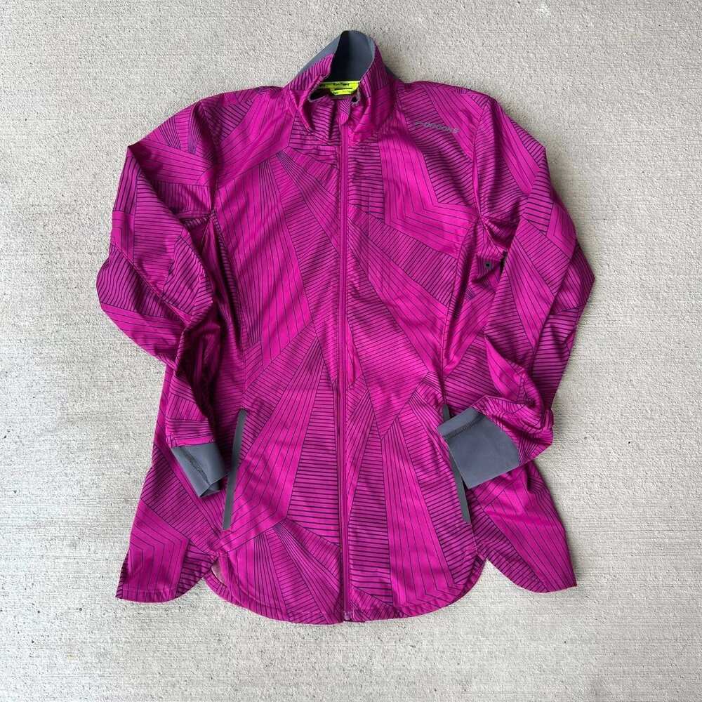 Brooks Women’s Running Full Zip Windbreaker Jacket Magenta Size Medium